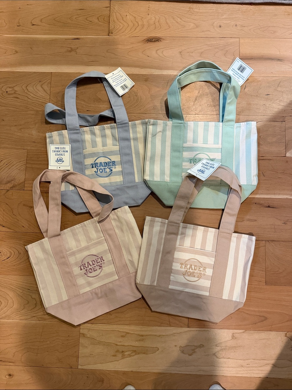 Trader Joe’s Striped Mini Tote Bag - Mint/Gray/Blush/ Blue